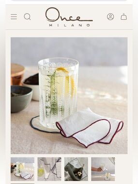 Once Milano Beige Cocktail Napkin with Mustard Trim